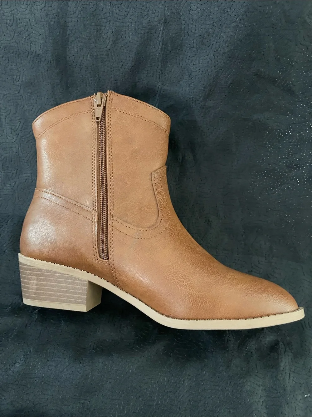 Girl’s Tan Leather Ankle Boots - Casual Western-Inspired Chelsea